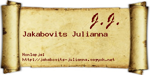 Jakabovits Julianna névjegykártya